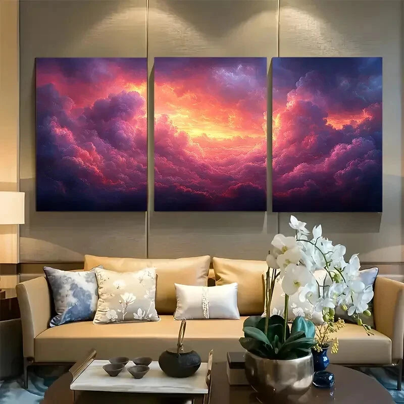 3pcs Big Clouds Dark Academia Print Goth Moody Metal Print Ready to Hang Art