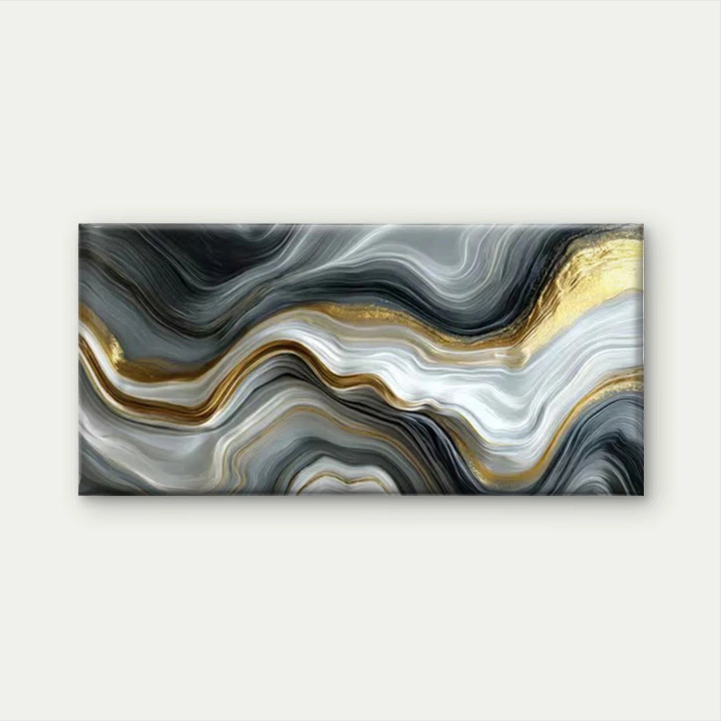 Minimalist Golden & Marble Wall Art Canvas Office Home Room Framed 120x60cm