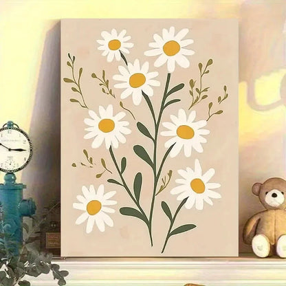 Minimalist Daisy Vector Natural Floral Painting 40x60cm Metal Print Ready to Hang