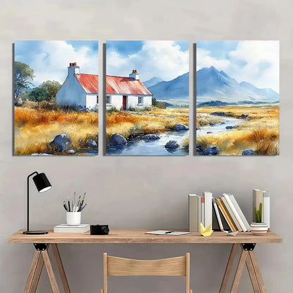 3pcs Connemara Galway Ireland Landscape Watercolor Metal Print Ready to Hang Art