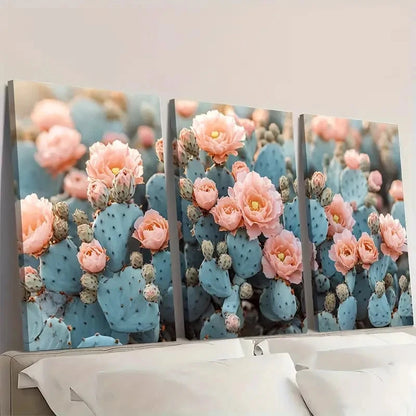 3pcs Cactus Floral Botanical CFB   Wall Art Set Canvas Framed 60x90cm - High Quality Print 100% Australian Made Wall Canvas Ready to Hang