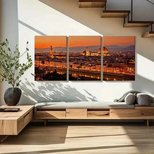 3pcs Florence Cathedral Cityscape At Dusk Wall Art Canvas Unframed - High Quality Print 100% Australian Made Wall Canvas