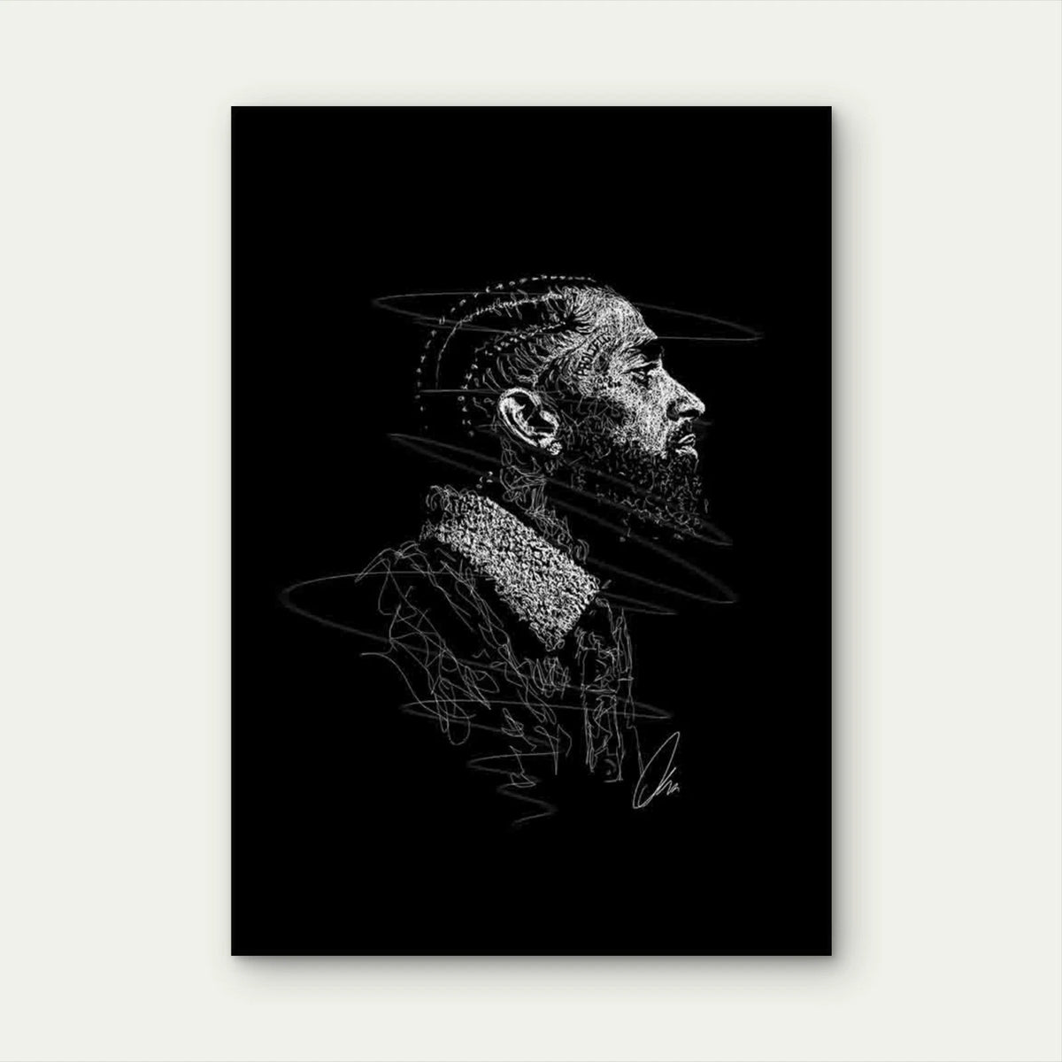 Braided Bearded Man Looking Forward 40x60cm Metal Print Ready to Hang