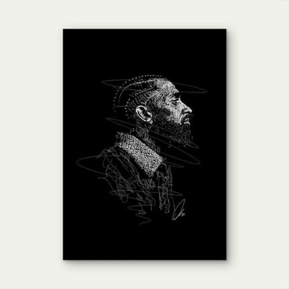 Braided Bearded Man Looking Forward 40x60cm Metal Print Ready to Hang