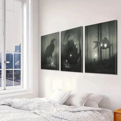 3pcs  Mystical Forest & Eagle Wall Art Set Canvas Framed 50x70cm - High Quality Print 100% Australian Made Wall Canvas Ready to Hang