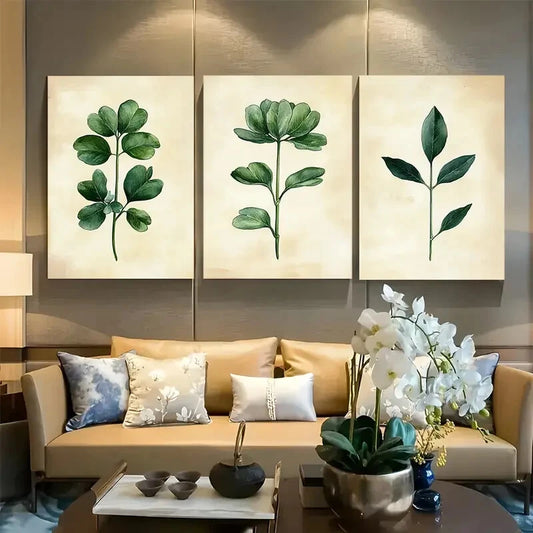 3pcs Vertical Botanical Clover Metal Print Ready to Hang Art