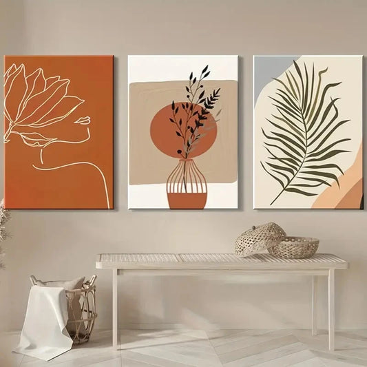 3pcs Abstract Girl Side Line Theme Metal Print Ready to Hang Art