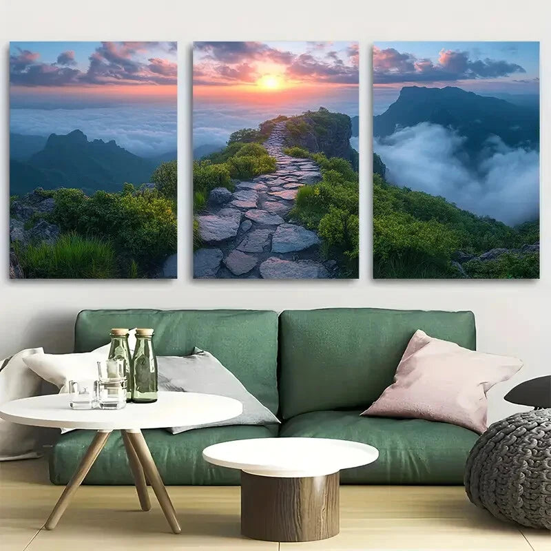 3pcs Tianmen Mountain Travel China Metal Print Ready to Hang Art