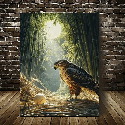 Photorealistic Hawk Playing with Ball Painting 40x60cm Metal Print Ready to Hang