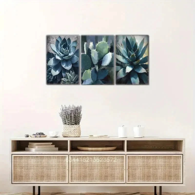 3pcs Desert Cactus Art Southwestern Style Metal Print Ready to Hang Art
