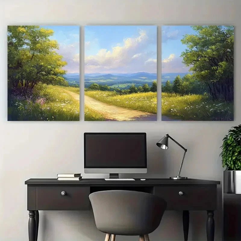 3pcs Invitation Impressionist Painting Landscape Wall Art Set Canvas Framed 40x60cm - High Quality Print 100% Australian Made Wall Canvas Ready to Hang