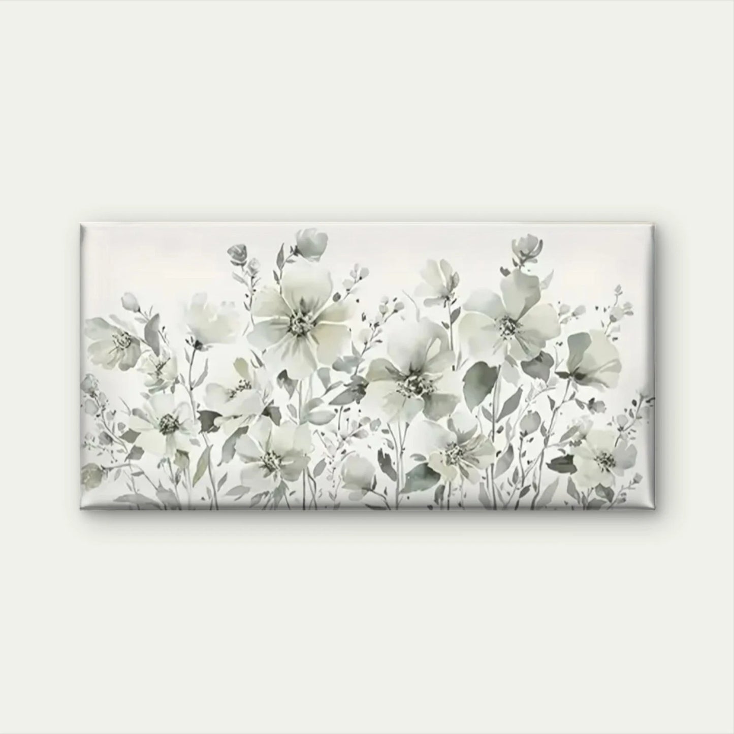 Elegant Flower Floral White Wall Art Canvas Office Home Room Framed 120x60cm