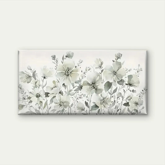 Elegant Flower Floral White Wall Art Canvas Office Home Room Framed 120x60cm