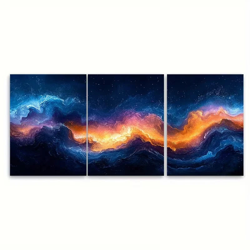 3pcs Dreamy Abstract Flowing Artwork Metal Print Ready to Hang Art