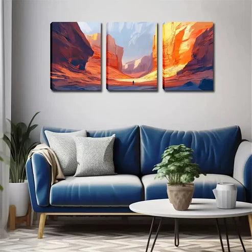 3pcs Red Mountain, Exquisite Wall Art Canvas Unframed - High Quality Print 100% Australian Made Wall Canvas