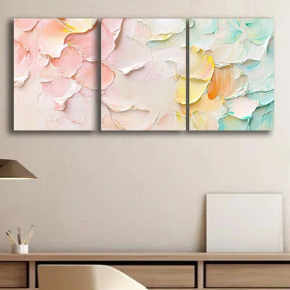 3pcs Abstract Pink Yellow Grey Paintings Metal Print Ready to Hang Art