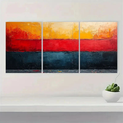 3pcs Abstract Texture Paintings Original Textured Metal Print Ready to Hang Art