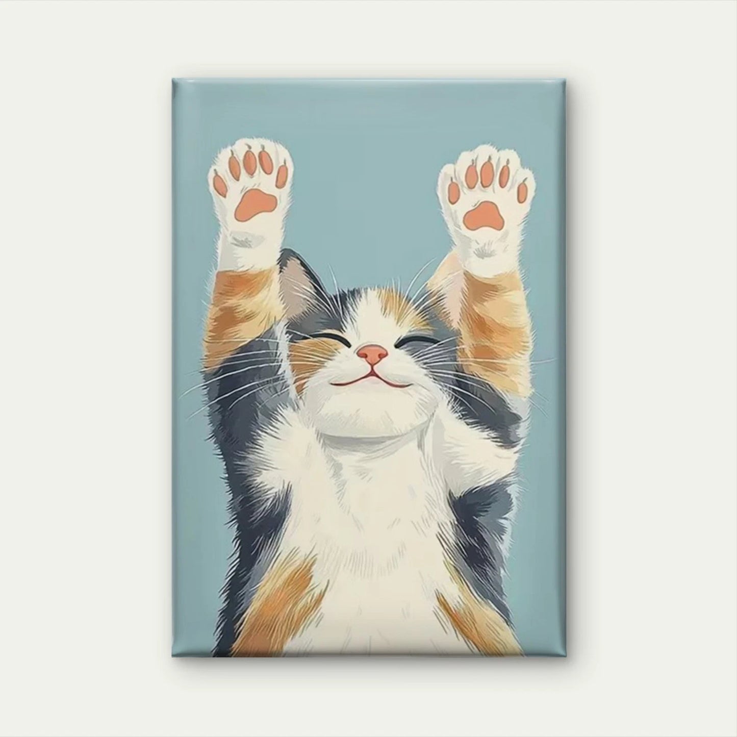 Vibrant Cute Flower Cat Oil Painting 60x90cm Metal Print Ready to Hang