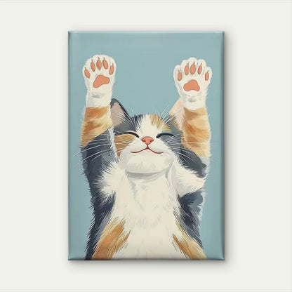 Vibrant Cute Flower Cat Oil Painting 60x90cm Metal Print Ready to Hang