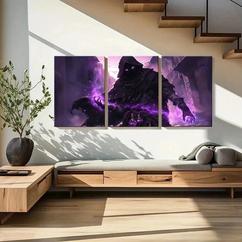 3pcs Anime Art Demon Grim Reaper Modern Wall Art Set Canvas Framed 40x60cm - High Quality Print 100% Australian Made Wall Canvas Ready to Hang