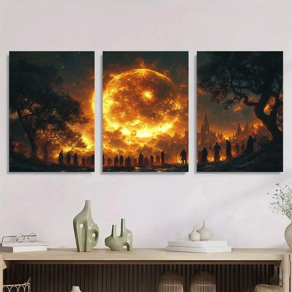 3pcs Dramatic Scene Dark Stunning Sun Metal Print Ready to Hang Art