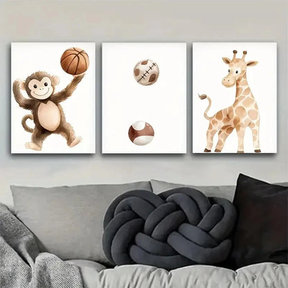 3pcs Adorable Watercolor Animals Designs Metal Print Ready to Hang Art