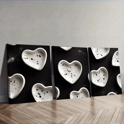 3pcs Shape on black background Wall Art Set Canvas Unframed - High Quality Print 100% Australian Made Wall Canvas