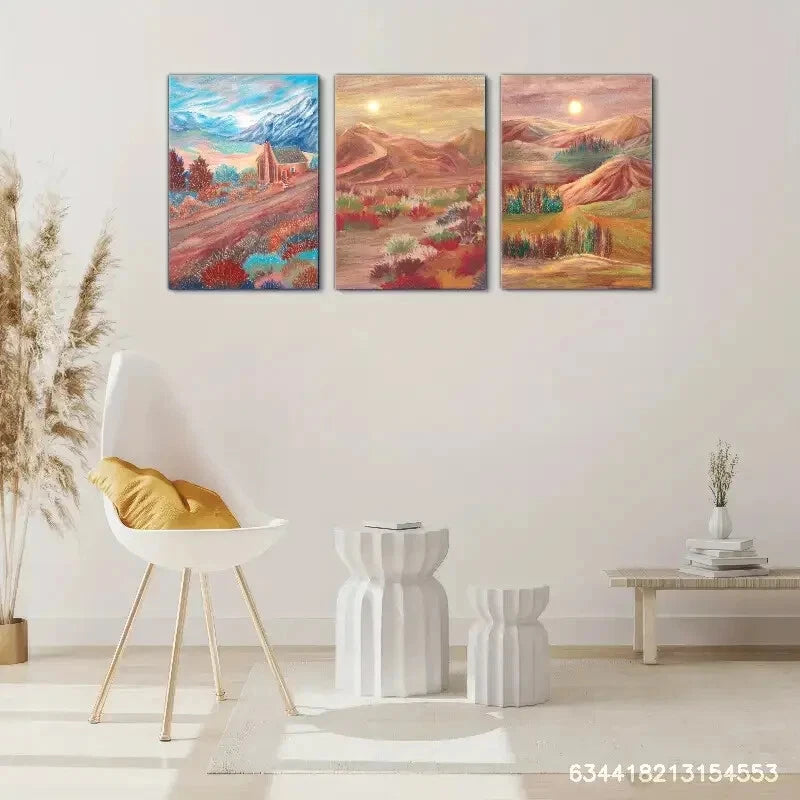 3pcs Mountains and Trees Decoration Poster Metal Print Ready to Hang Art