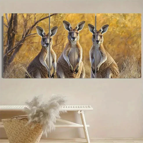 3pcs Kangaroos Wall Art Set Canvas Unframed - High Quality Print 100% Australian Made Wall Canvas