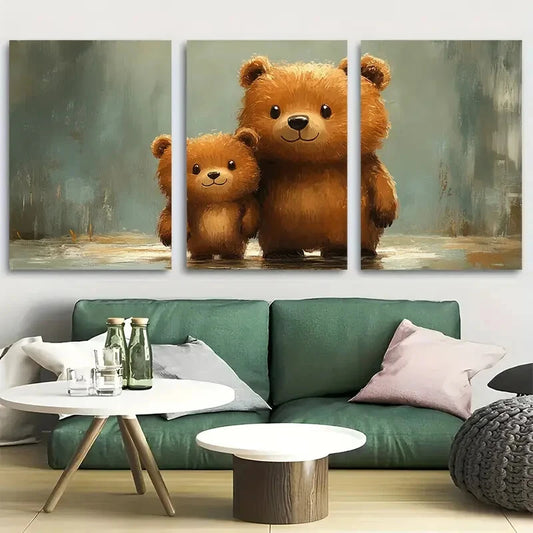 3pcs Mama Bear, Bear and Cub, Mom and Child Metal Print Ready to Hang Art