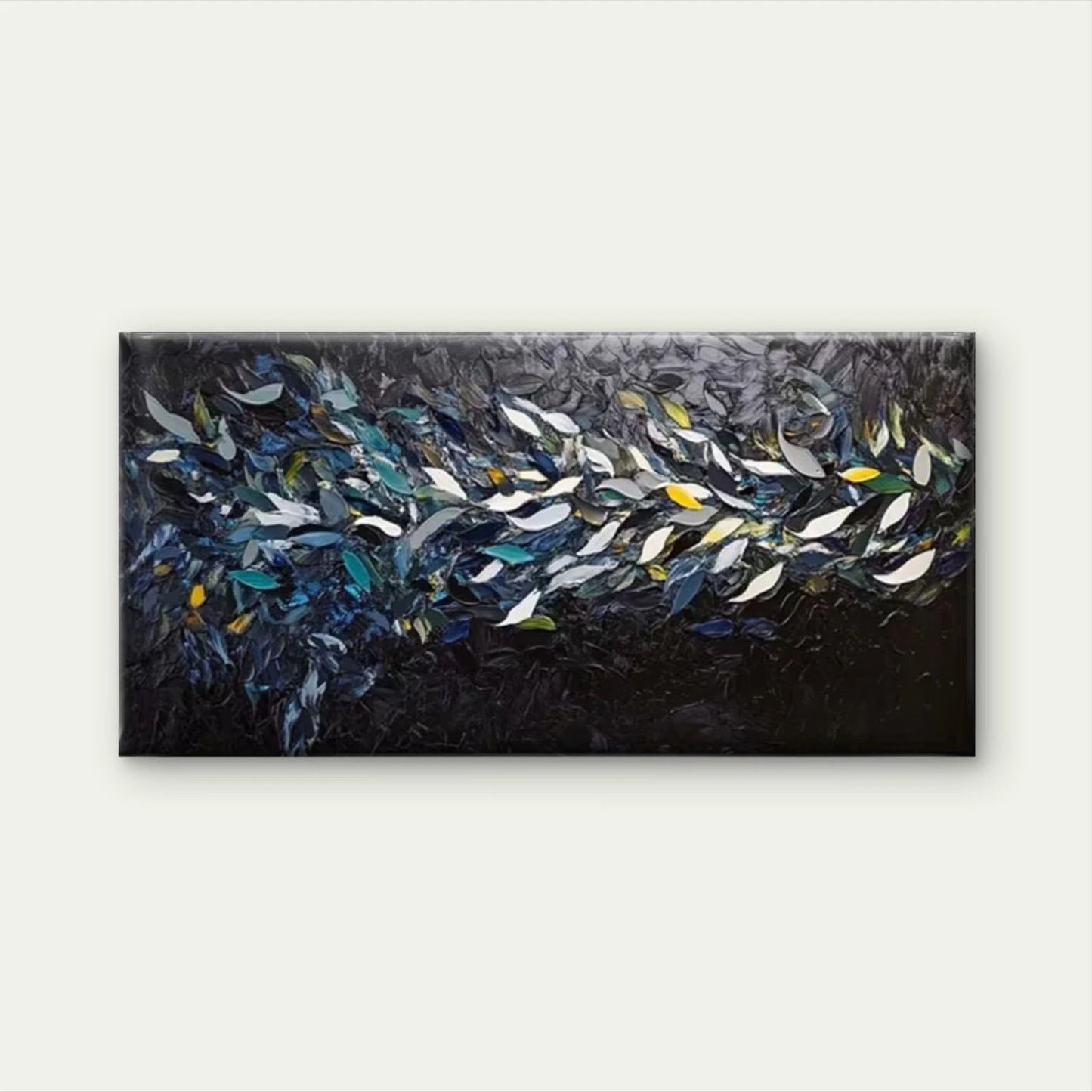 Vibrant Black Abstract Design Wall Art Canvas Office Home Room Framed 120x60cm