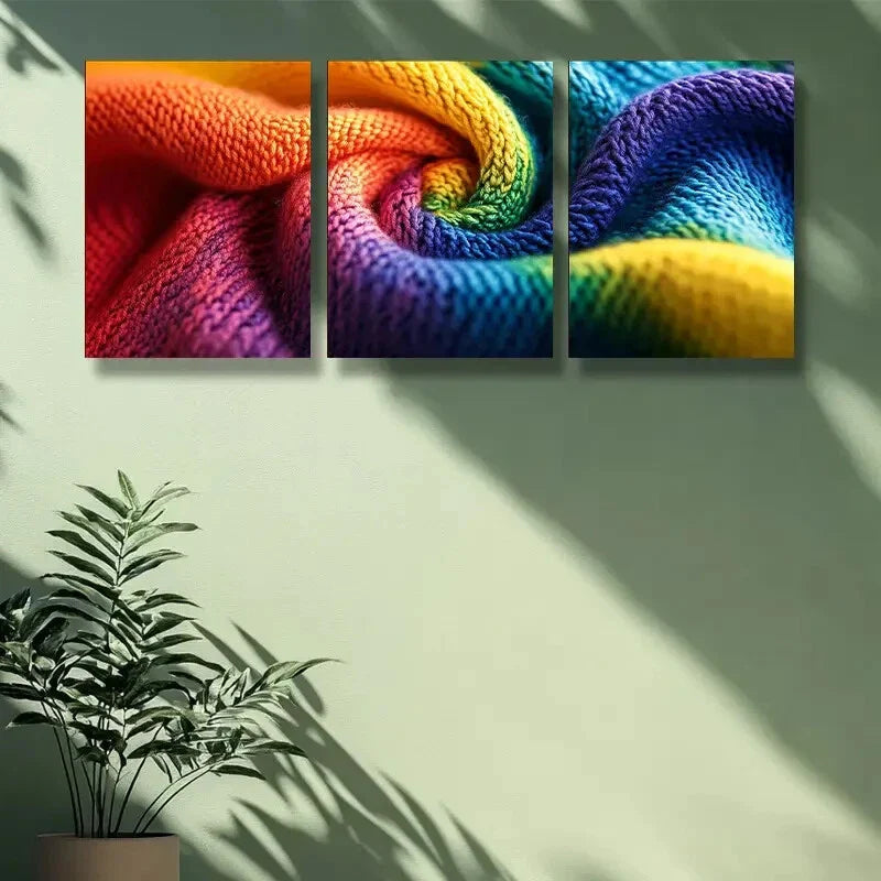 3pcs Art Painting Wool Fabric Wall Art Set Canvas Unframed - High Quality Print 100% Australian Made Wall Canvas