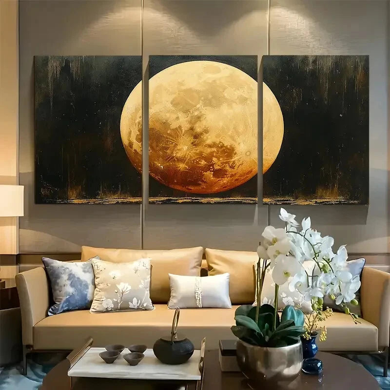 3pcs Earthy Crescent Moon Metal Print Ready to Hang Art