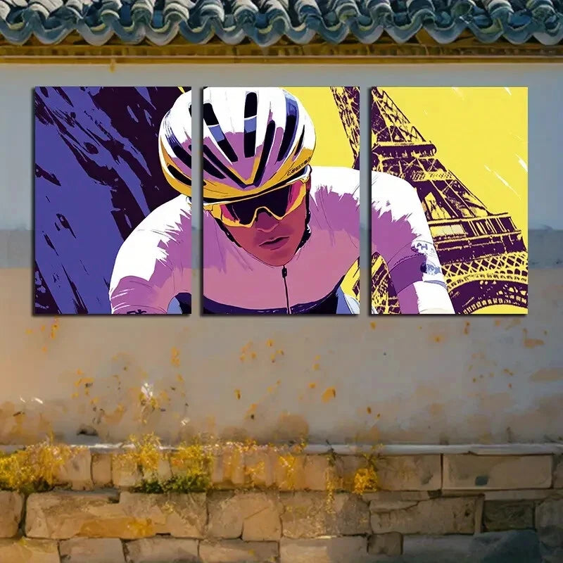 3pcs Bicycle and Architectural Landmarks Theme Metal Print Ready to Hang Art