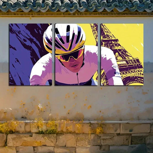 3pcs Bicycle and Architectural Landmarks Theme Metal Print Ready to Hang Art