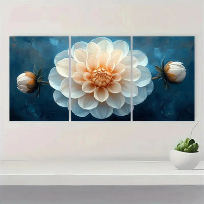 3pcs Flower Art Dahlia Painting Snow Art Metal Print Ready to Hang Art