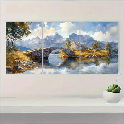 3pcs Scotland Painting Watercolor Isle of Skye Metal Print Ready to Hang Art