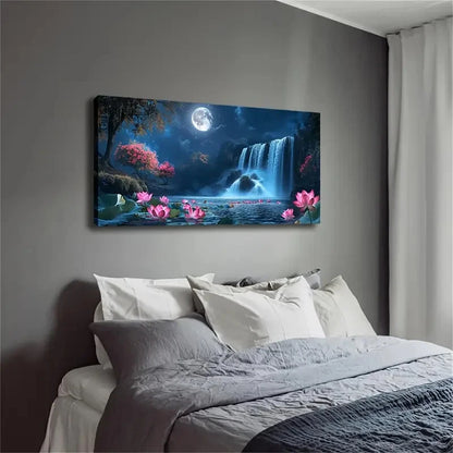 Minimalist Night Sky Waterfall Art Canvas Office Home Room Framed 120x60cm