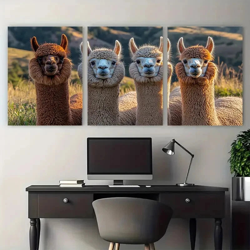 3pcs Bend Oregon Alpaca Farm Photography Metal Print Ready to Hang Art