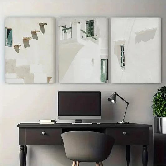 3pcs Featuring a Print of Greece Green Metal Print Ready to Hang Art