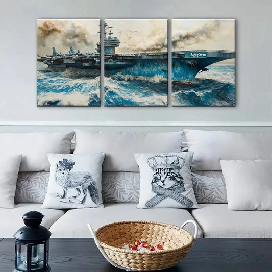 3pcs Replica Air Show Paintings Modern Metal Print Ready to Hang Art