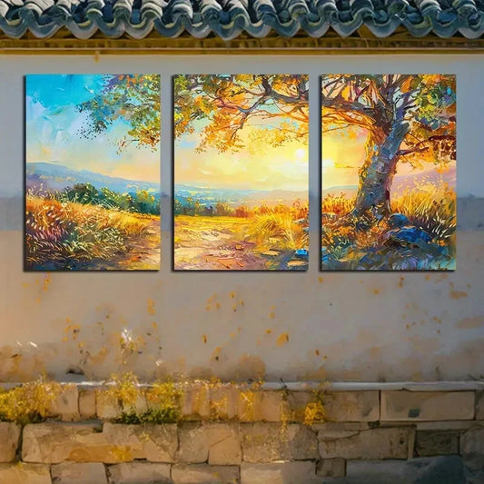 3pcs Vibrant Charming Pastoral Nature Inspired Metal Print Ready to Hang Art