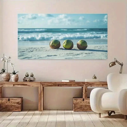 Coconuts on Sandy Beach wall canvas office home room framed 120x60cm