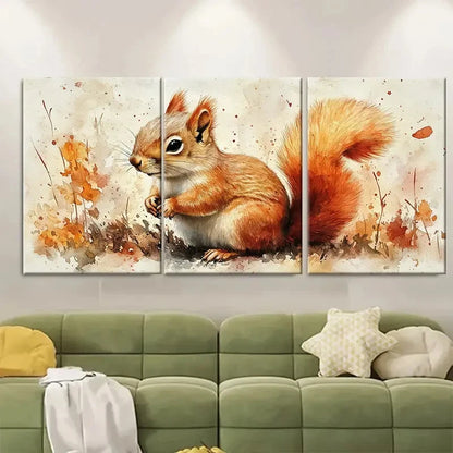 3pcs Charming Watercolor Squirrel Metal Print Ready to Hang Art