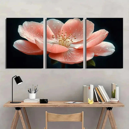 3pcs Pink Flowering Quince Nature Perfect Wall Art Set Canvas Framed 40x60cm - High Quality Print 100% Australian Made Wall Canvas Ready to Hang