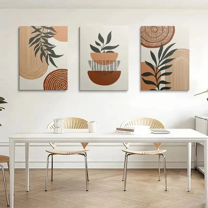 3pcs Abstract Painting with Geometric Patterns Metal Print Ready to Hang Art