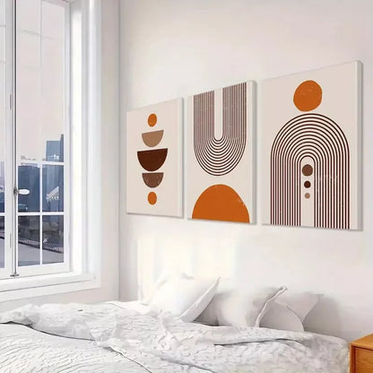 3pcsMinimalist Geometric Wall Art Set Canvas Framed 50x70cm -  High Quality Print 100% Australian Made Wall Canvas Ready to Hang