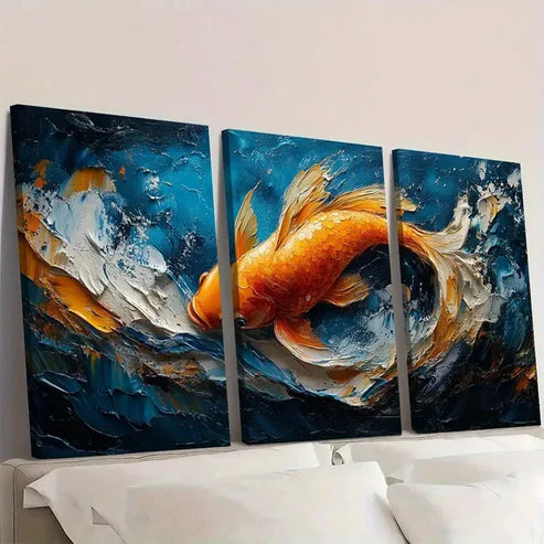 3pcs Blue Sea Original Art Marine Life R Wall Art Set Canvas Unframed - High Quality Print 100% Australian Made Wall Canvas