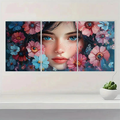 3pcs Dreamy Girl Butterflies Flowers Perfect Wall Art Set Canvas Framed 40x60cm - High Quality Print 100% Australian Made Wall Canvas Ready to Hang