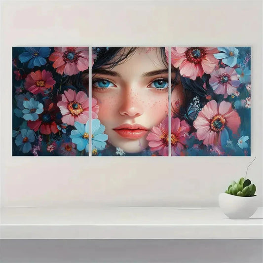 3pcs Dreamy Girl Butterflies Flowers Perfect Wall Art Set Canvas Framed 40x60cm - High Quality Print 100% Australian Made Wall Canvas Ready to Hang